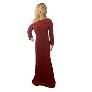 LELA Rose Bordeaux Gown with Ruched Neckline Size 14 NWT